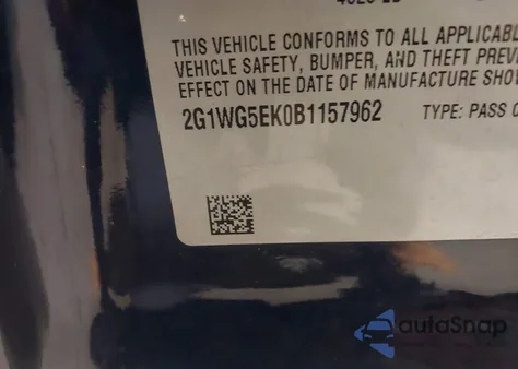 2011 Chevrolet Impala Lt z USA, uszkodzony, nr VIN 2G1WG5EK0B1157962